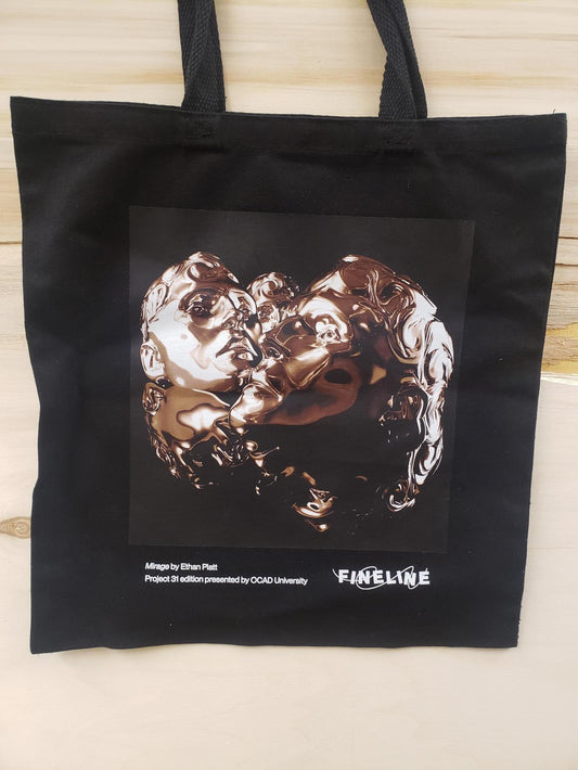 Black Fineline Tote Bag